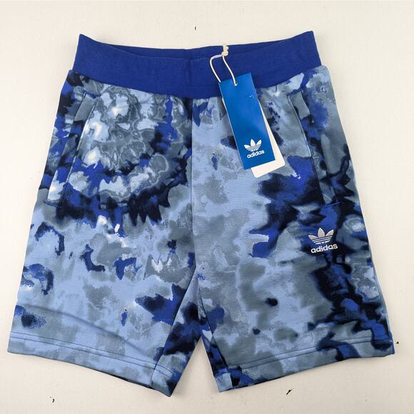 Adidas Boys Blue Tie Dye French Terry Sweat Shorts - Small (8-10) - Picture 1 of 5